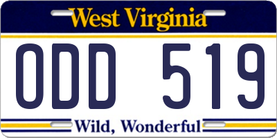 WV license plate ODD519