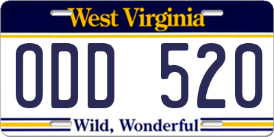 WV license plate ODD520