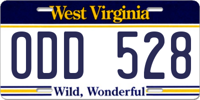 WV license plate ODD528