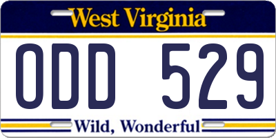 WV license plate ODD529