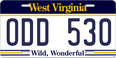 WV license plate ODD530