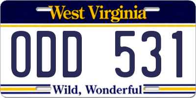 WV license plate ODD531