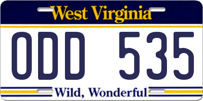 WV license plate ODD535