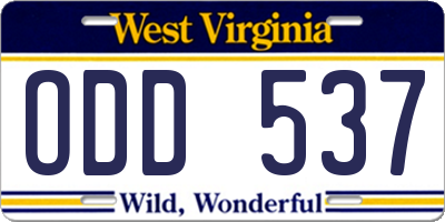 WV license plate ODD537