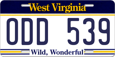 WV license plate ODD539
