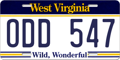 WV license plate ODD547