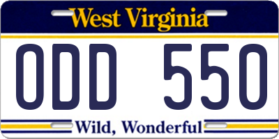WV license plate ODD550