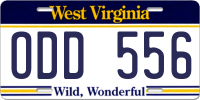 WV license plate ODD556
