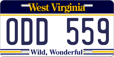 WV license plate ODD559