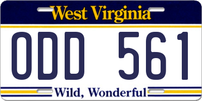 WV license plate ODD561