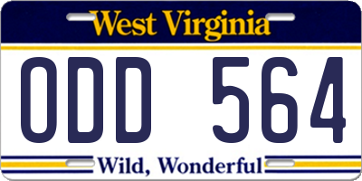WV license plate ODD564