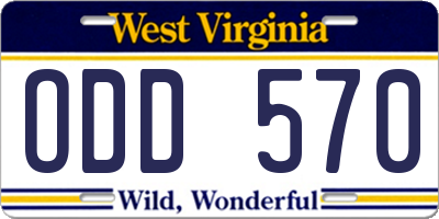 WV license plate ODD570