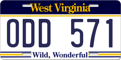 WV license plate ODD571