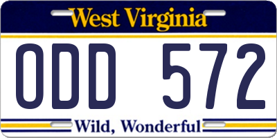 WV license plate ODD572