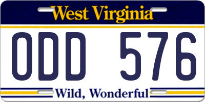 WV license plate ODD576