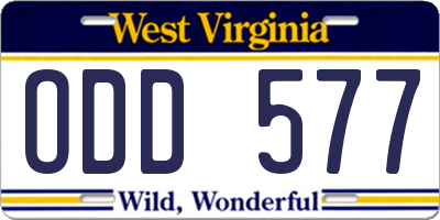 WV license plate ODD577