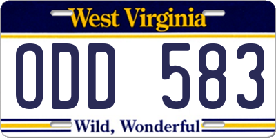 WV license plate ODD583