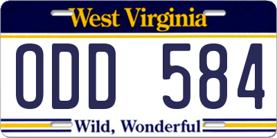 WV license plate ODD584