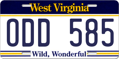 WV license plate ODD585