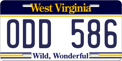 WV license plate ODD586