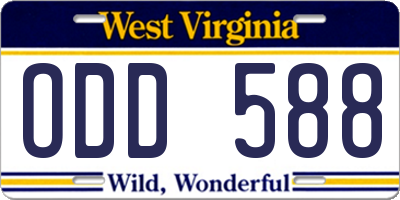 WV license plate ODD588