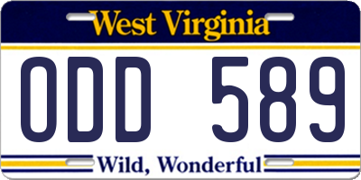 WV license plate ODD589