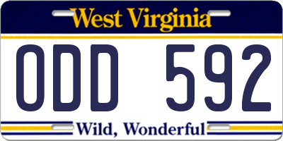 WV license plate ODD592