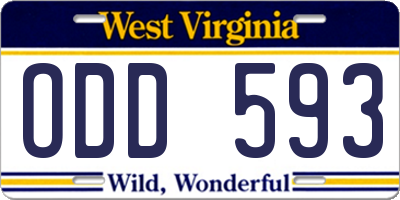 WV license plate ODD593