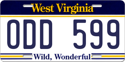 WV license plate ODD599