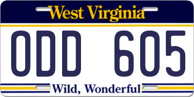 WV license plate ODD605