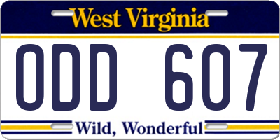 WV license plate ODD607