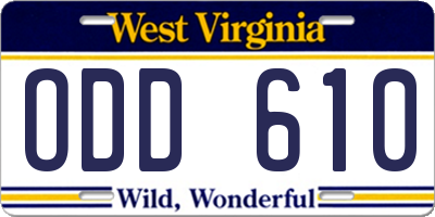 WV license plate ODD610
