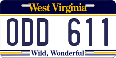 WV license plate ODD611