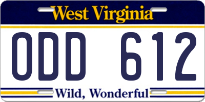 WV license plate ODD612