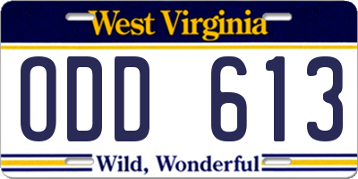WV license plate ODD613