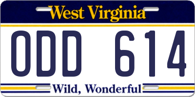 WV license plate ODD614