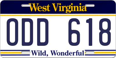 WV license plate ODD618