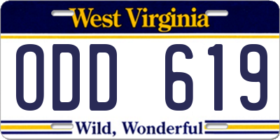 WV license plate ODD619