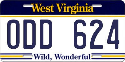 WV license plate ODD624