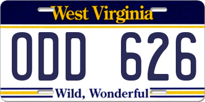 WV license plate ODD626