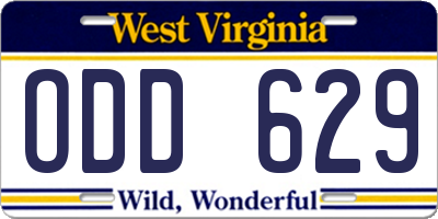 WV license plate ODD629