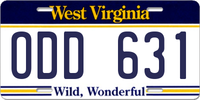 WV license plate ODD631