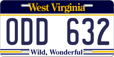 WV license plate ODD632