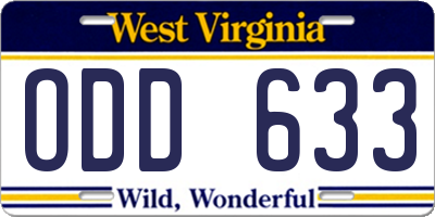 WV license plate ODD633