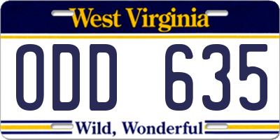 WV license plate ODD635