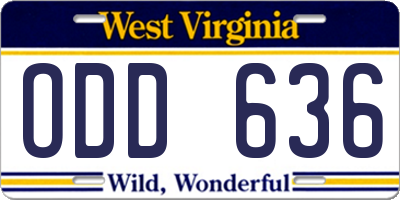 WV license plate ODD636