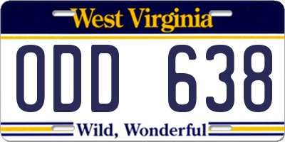 WV license plate ODD638