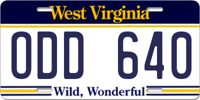 WV license plate ODD640
