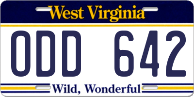 WV license plate ODD642