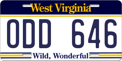 WV license plate ODD646